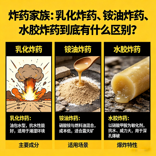 玉门炸药家族：乳化炸药、铵油炸药、水胶炸药到底有什么区别？